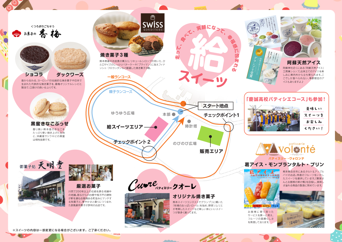 2025年11月30日(日)に行われる、Run for Sweets in カントリーパーク 2025の参加者へ向けた、Run for Sweetsの給スイーツエリアが記載されたもの。2024年のポスター。